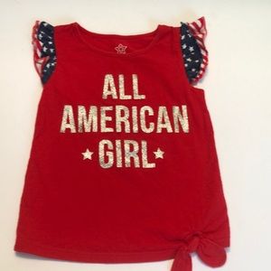 ‼️Clearance‼️All American Girl Glittery 4th of July Ruffle Sleeve Shirt size 2T